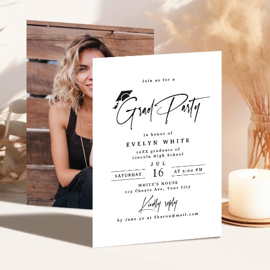 Moderne Grad Cap handtekening script Eenvoudige af Kaart