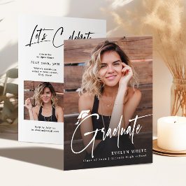 Moderne Grad Cap Script 4 Foto Eenvoudige Afstuder Kaart