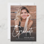 Moderne Grad Cap Script 4 Foto Eenvoudige Afstuder Kaart (Voorkant)