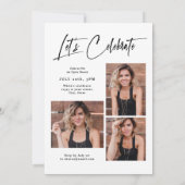 Moderne Grad Cap Script 4 Foto Eenvoudige Afstuder Kaart (Achterkant)