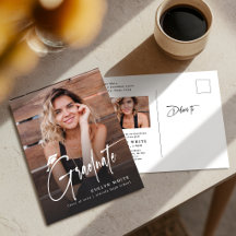 Moderne Grad Cap Script Eenvoudige Foto Afstuderen