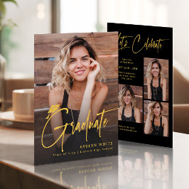 Moderne Grad Cap Script Foto Eenvoudige Afstuderen Kaart