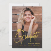 Moderne Grad Cap Script Foto Eenvoudige Afstuderen Kaart (Voorkant)