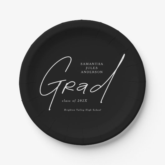 Moderne Grad Script Typografie Afstuderen Papieren Bordje (Voorkant)
