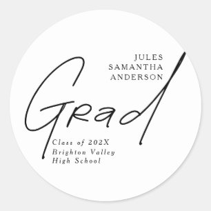 Moderne Grad Script Typografie Afstuderen Ronde Sticker