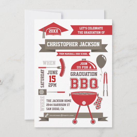 Moderne Gradatie BBQ Uitnodiging (Voorkant)