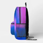 Moderne Gradiënt Aurora Effect Blauwe Hete Roze Bedrukte Rugzak (Rechts)