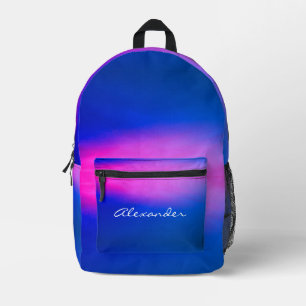 Moderne Gradiënt Aurora Effect Blauwe Hete Roze Bedrukte Rugzak