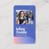 Moderne Gradiënt Blauw Roze Foto Make-up Artiest Visitekaartje (Voorkant)