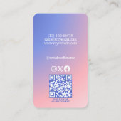 Moderne Gradiënt Blauw Roze Foto Make-up Artiest Visitekaartje (Achterkant)