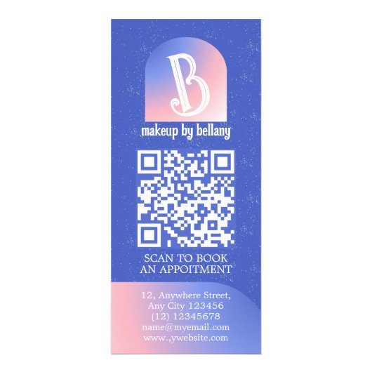 Moderne Gradiënt Blauw Roze Monogram Make-up Artie Reclamekaart (Voorkant)