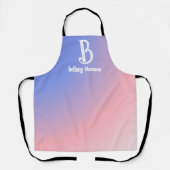 Moderne Gradiënt Blauw Roze Monogram Make-up Artie Schort (Voorkant)