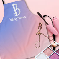 Moderne Gradiënt Blauw Roze Monogram Make-up Artie