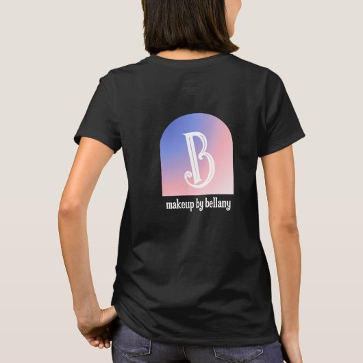 Moderne Gradiënt Blauw Roze Monogram Make-up Artie T-shirt (Achterkant)