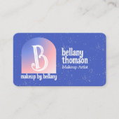 Moderne Gradiënt Blauw Roze Monogram Make-up Artie Visitekaartje (Voorkant)