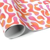 Moderne Gradiënt Blobpatroon in Roze en Oranje Cadeaupapier (Rol Hoek)