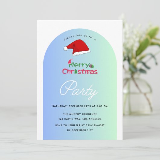 Moderne Gradient Christmas Party Uitnodiging (Staand voorkant)
