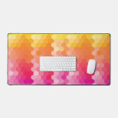 Moderne Gradient Hexagon Desk Mat Roze en Geel (Keyboard & Muis)