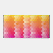 Moderne Gradient Hexagon Desk Mat Roze en Geel (Voorkant)