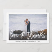 Moderne Gradiënt Liefde & Dank Hand Lettered Foto Bedankkaart (Voorkant)