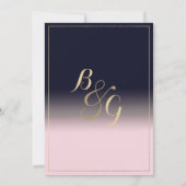 Moderne gradiënt marineblauw zwart roze goud bruil kaart (Achterkant)