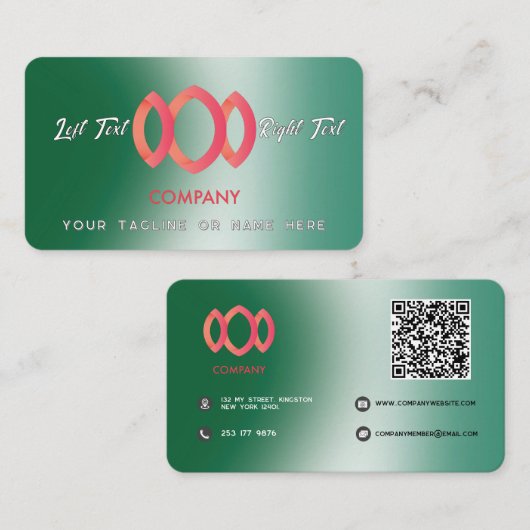 Moderne gradiënt metallic groene Sjabloon Visitekaartje (Voorkant / Achterkant)