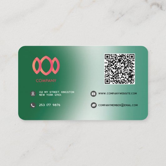 Moderne gradiënt metallic groene Sjabloon Visitekaartje (Achterkant)