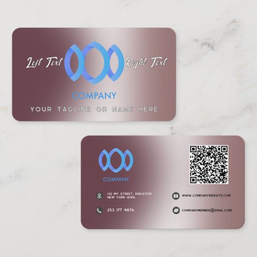 Moderne Gradient Metallic Poeder Roze Sjabloon Visitekaartje (Voorkant / Achterkant)