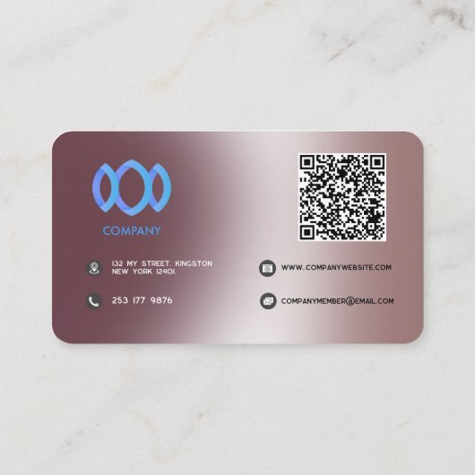 Moderne Gradient Metallic Poeder Roze Sjabloon Visitekaartje (Achterkant)