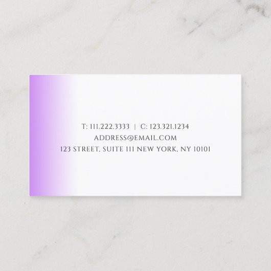 Moderne gradiënt paarse witte make-up & haar visitekaartje (Achterkant)