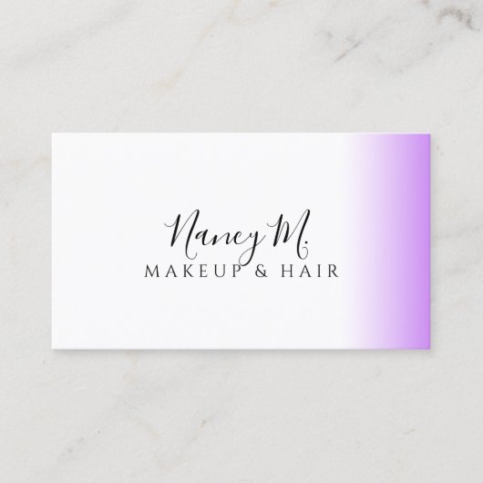 Moderne gradiënt paarse witte make-up & haar visitekaartje (Voorkant)