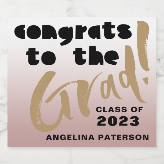 Moderne gradiënt Roos Gold van GraduPartij Sparkling Wijnetiket (Enkel label)