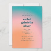 Moderne Gradiënt Teal Roze Bat Mitzvah Vet Kaart (Voorkant)
