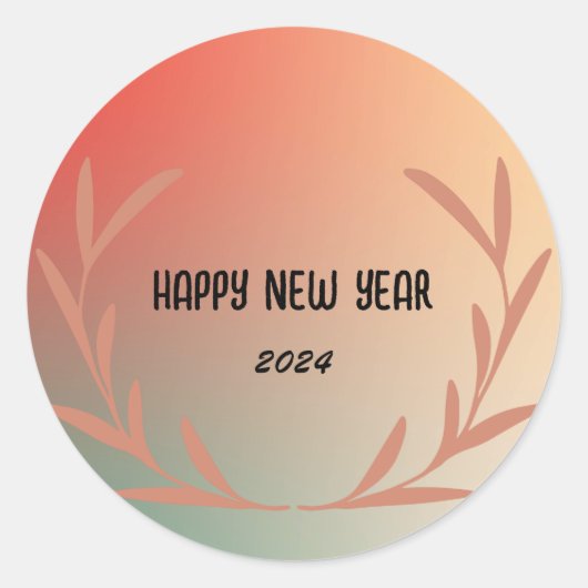 Moderne Gradiënt waterverf bloemengelukkig Nieuwja Ronde Sticker (Voorkant)