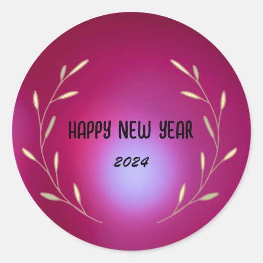 Moderne Gradiënt waterverf bloemengelukkig Nieuwja Ronde Sticker (Voorkant)