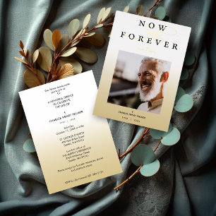 Moderne gradiëntminimalistische fotobegrafenisserv folie uitnodiging