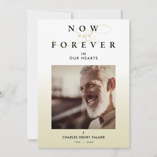 Moderne gradiëntminimalistische fotobegrafenisserv kaart (Voorkant)