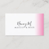 Moderne gradiëntroze witte make-up & haar visitekaartje (Voorkant)
