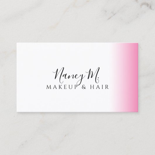 Moderne gradiëntroze witte make-up & haar visitekaartje (Voorkant)