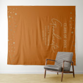 Moderne Graduaats Script Oranje Gouden afstuderen Wandkleed (In Situ (horizontaal))