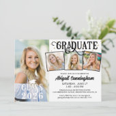 Moderne Graduate 4 Foto Collage Aangepaste kleuren Kaart (Staand voorkant)