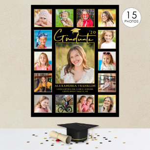 Moderne Graduate Black Gold 15 foto-collage Poster