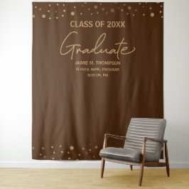 Moderne Graduate bruin goud schoolkleuren Wandkleed