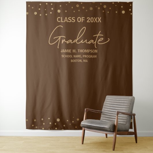 Moderne Graduate bruin goud schoolkleuren Wandkleed (In situ)
