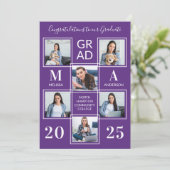 Moderne Graduate Foto Collage Paarse Afstuderen Aankondiging (Staand voorkant)