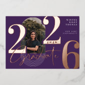 Moderne Graduate Script 2025 Concentrische Boog Fo Folie Uitnodiging (Voorkant)