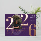 Moderne Graduate Script 2025 Concentrische Boog Fo Folie Uitnodiging (Staand Voorkant)