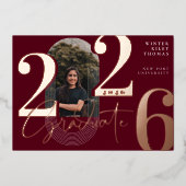 Moderne Graduate Script 2026 Concentrische Boog Fo Folie Uitnodiging (Voorkant)