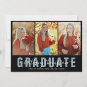 Moderne Graduate Script 3 Foto Collage Afstuderen Aankondiging (Voorkant)