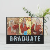 Moderne Graduate Script 3 Foto Collage Afstuderen Aankondiging (Staand voorkant)